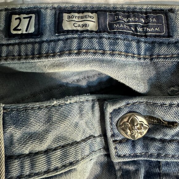 Miss Me Jeans Size 27 Inseam 23 inches Boyfriend Capri Weathered - Picture 10 of 14